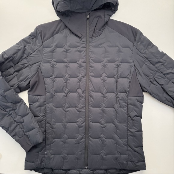 KUHL Firestorm 800-Fil Down Hoodie Puffer Jacket Black Large Stitch-Free Baffles